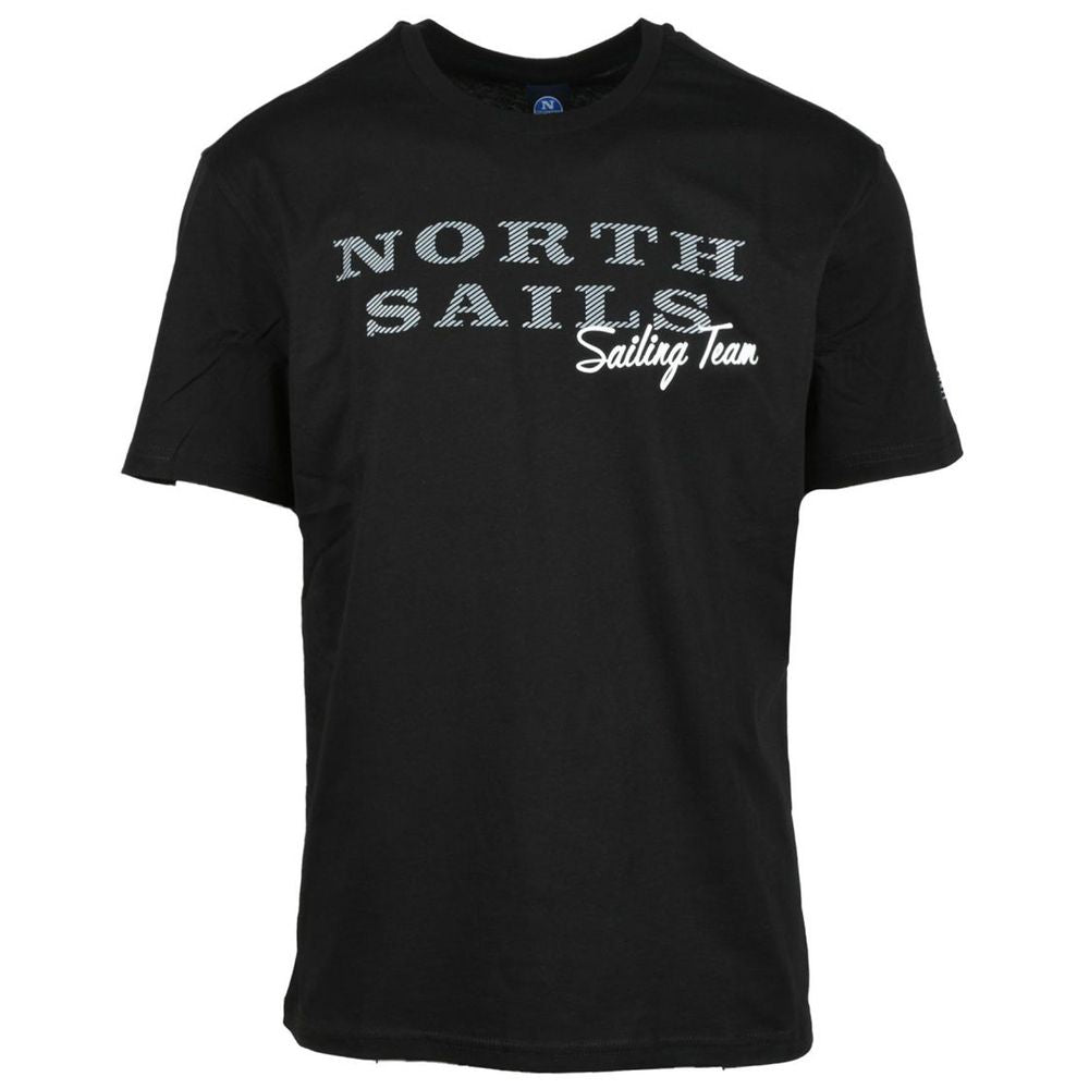 تي شيرت قطني بشعار North Sails المنقوش باللون الأسود الخالد