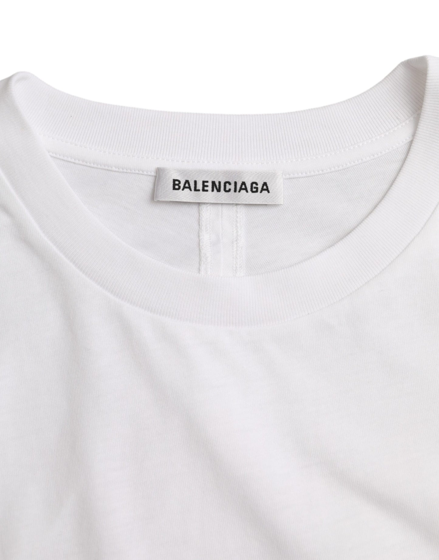 تي شيرت Balenciaga أبيض من القطن بياقة دائرية وأكمام قصيرة