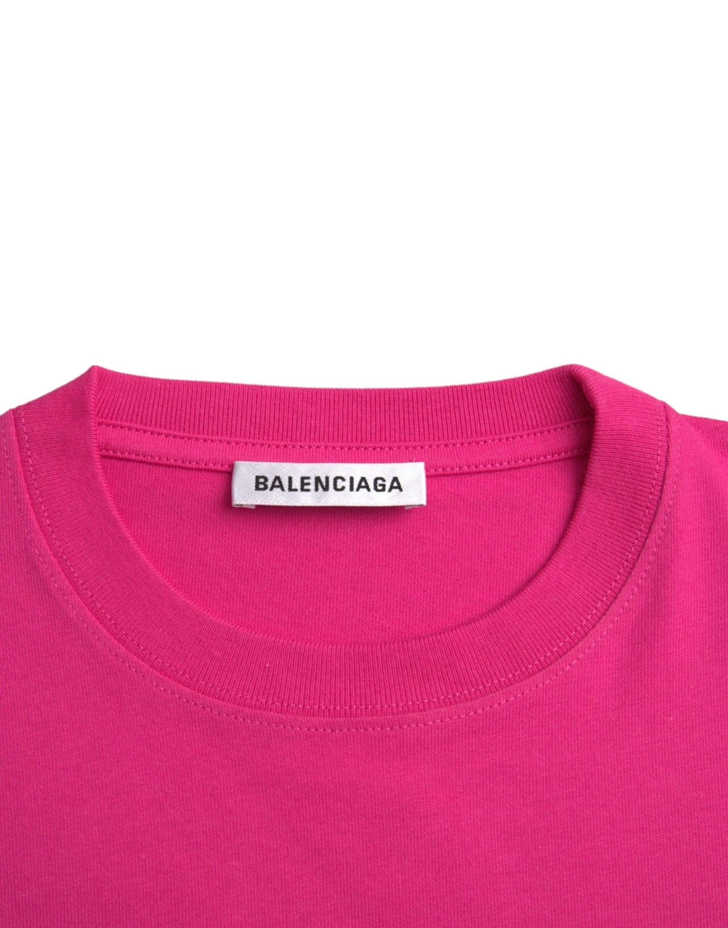 تي شيرت Balenciaga باللون الوردي من القطن برقبة دائرية وأكمام قصيرة