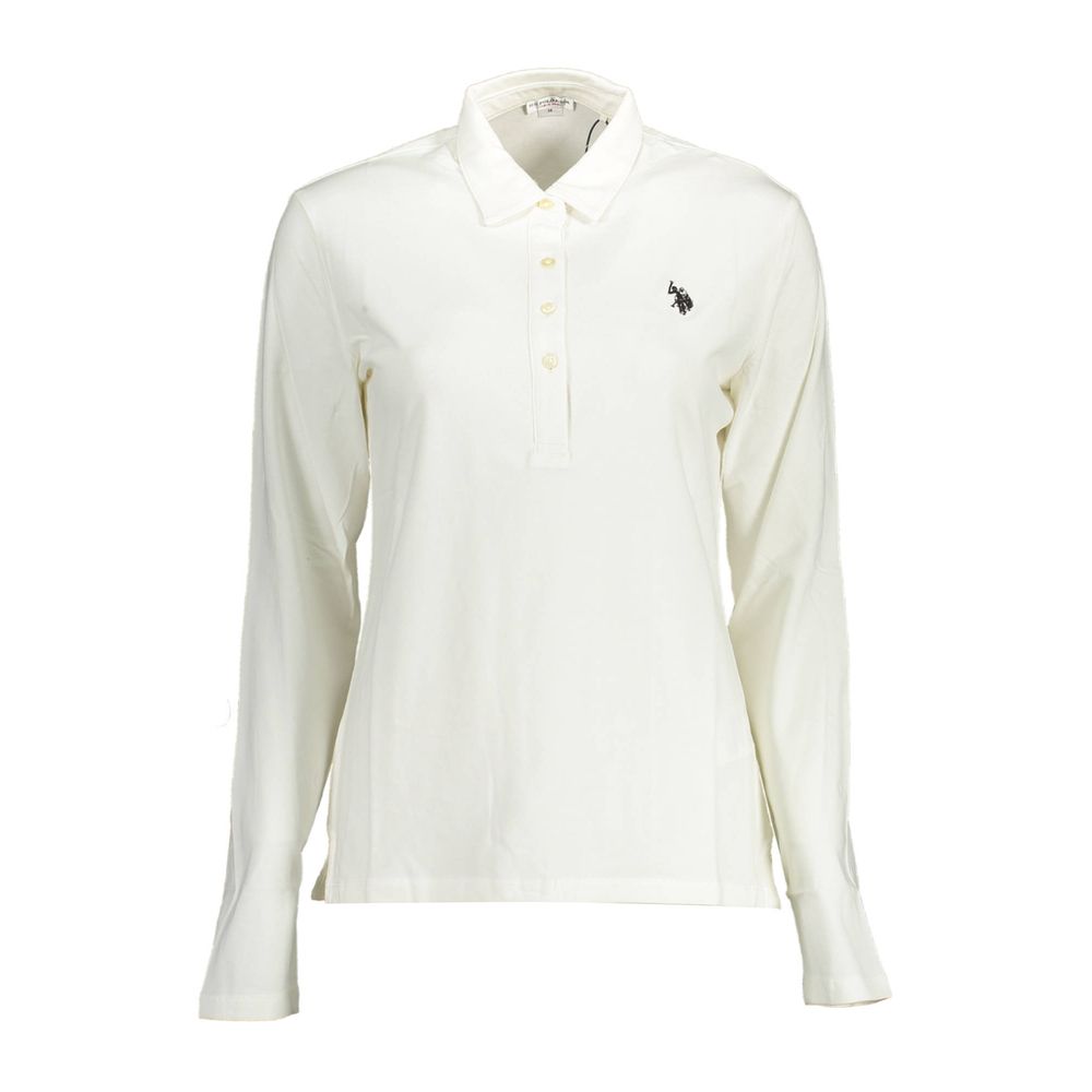 قميص بولو نسائي من القطن باللون الأبيض من US POLO ASSN