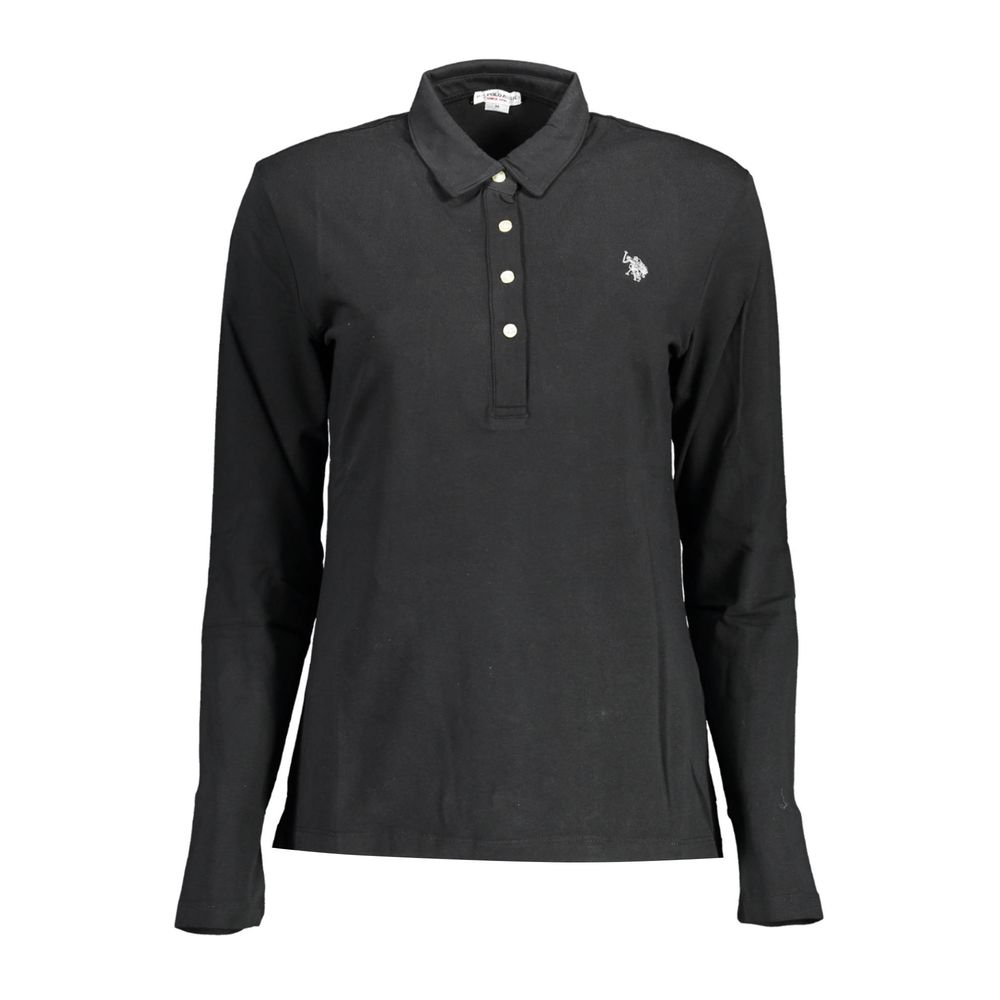 قميص بولو نسائي من القطن باللون الأسود من US POLO ASSN