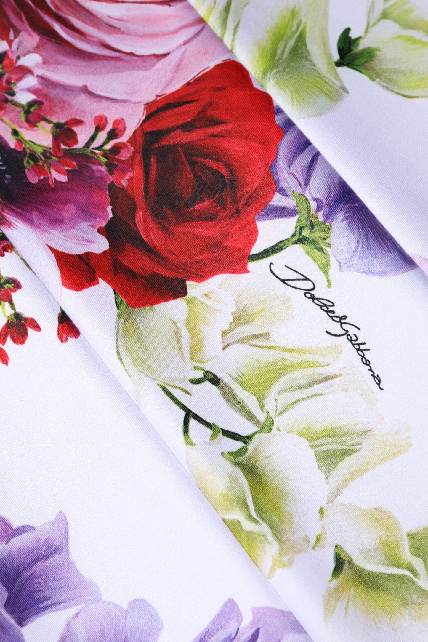 Dolce & Gabbana White Nylon Floral Pencil Cut Midi Skirt