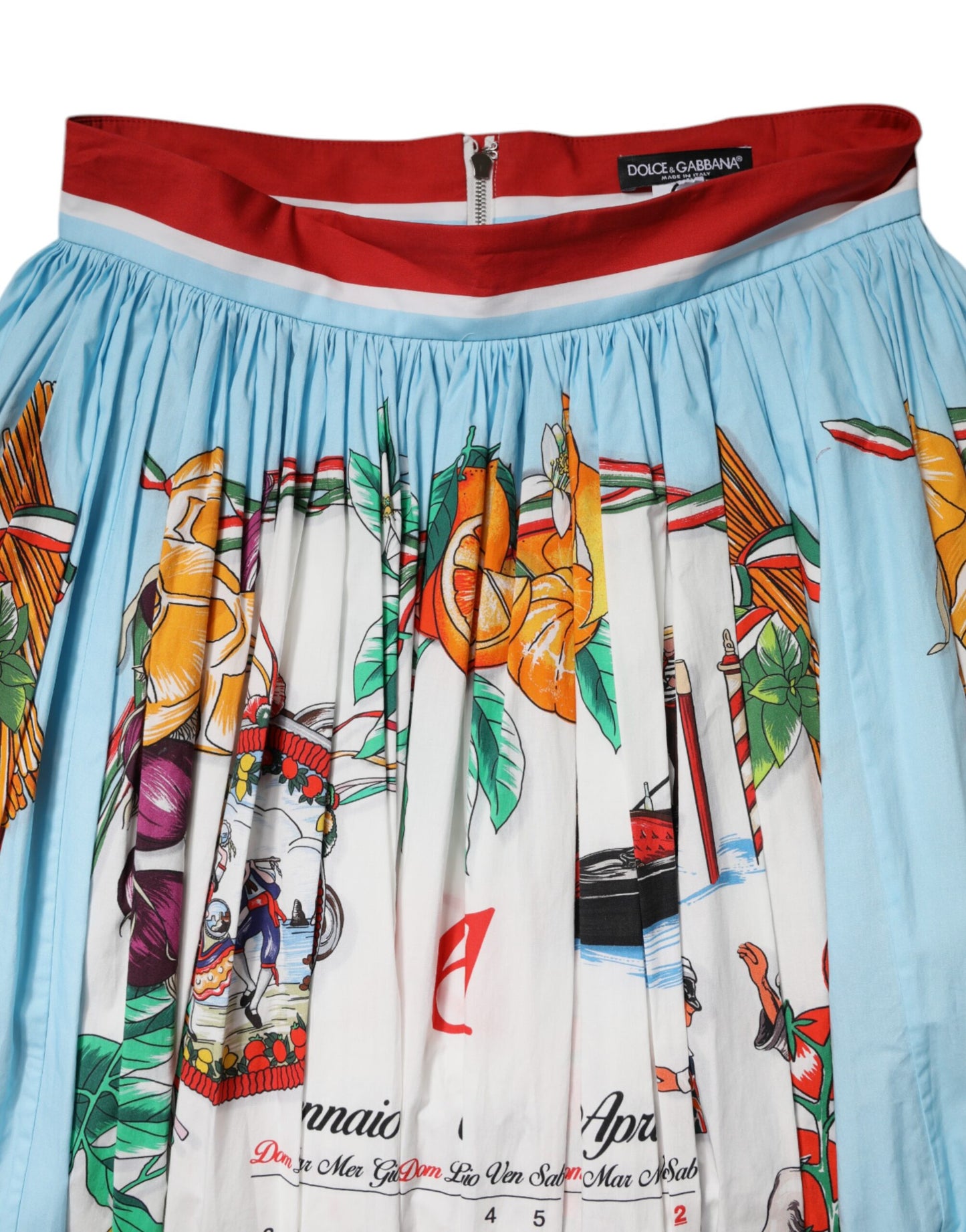 Dolce & Gabbana Multicolor Cotton Calendar Print Maxi Skirt