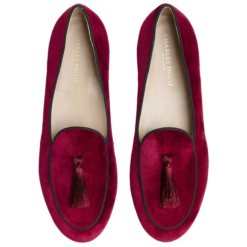 Charles Philip Red Velvet Loafer
