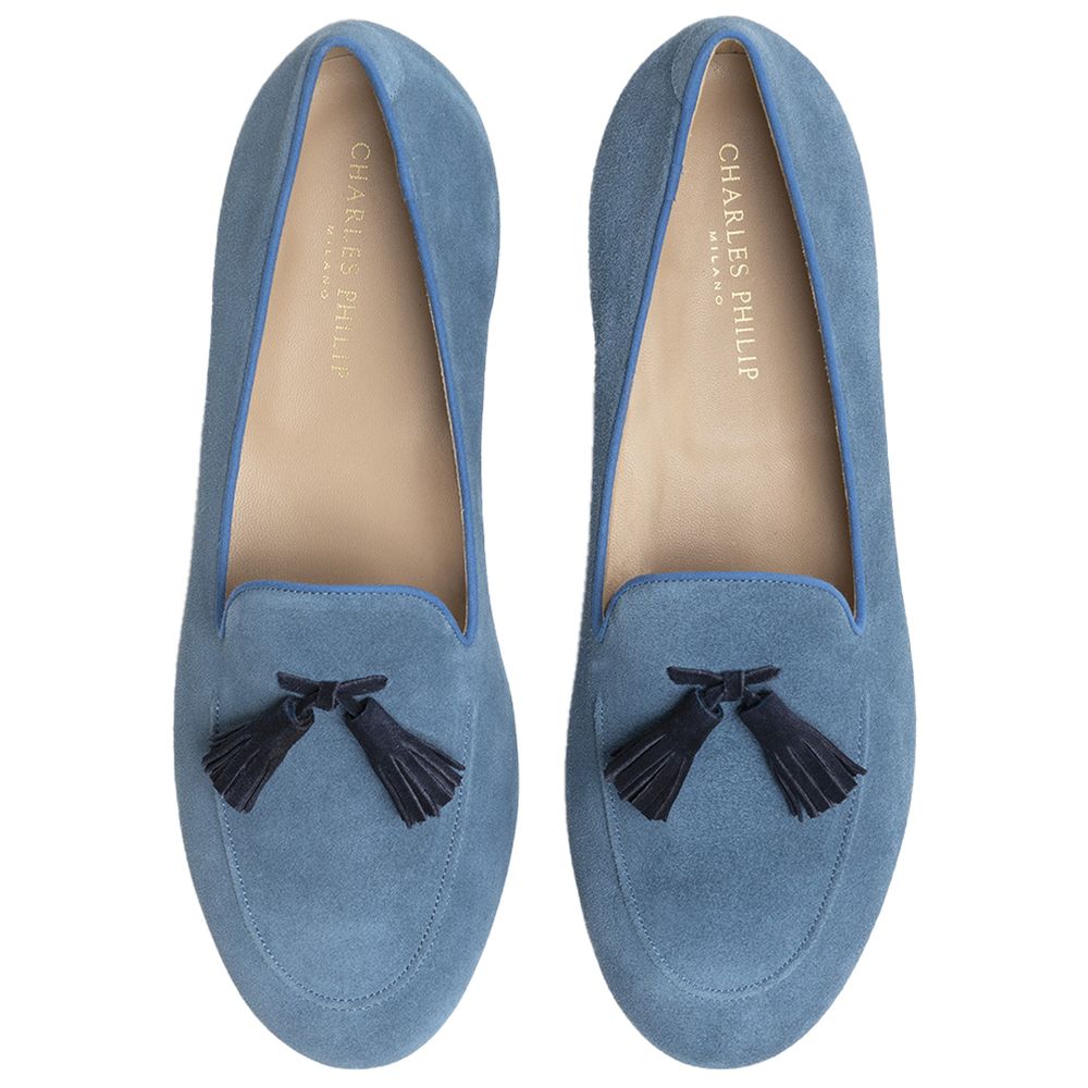 Charles Philip Blue Calfskin Loafer