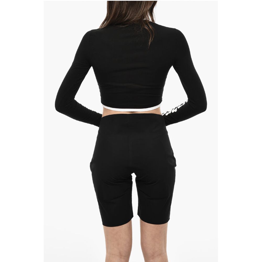 Dsquared² UNDERWEAR Cropped Pajama Long Sleeved Top With Logo Print