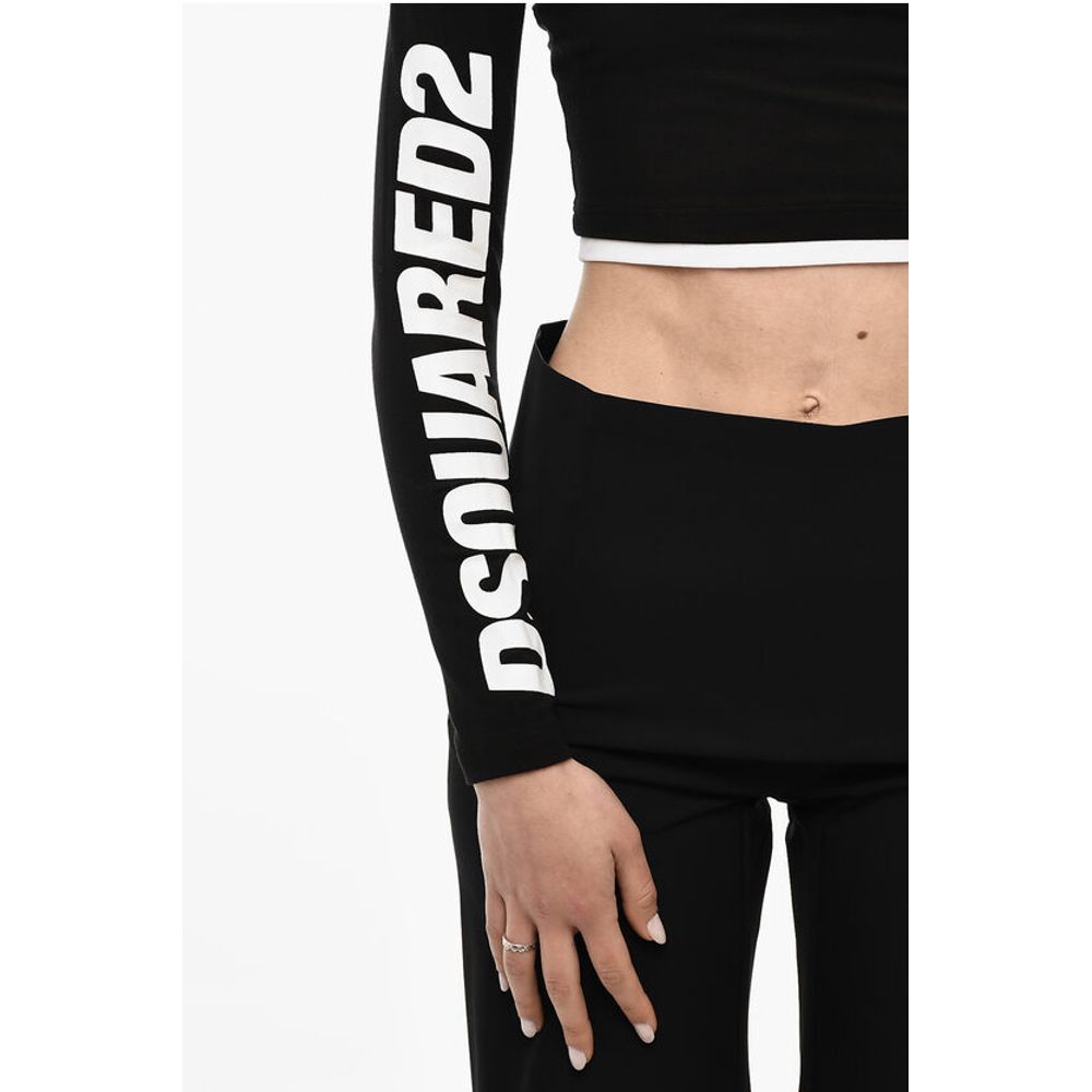 Dsquared² UNDERWEAR Cropped Pajama Long Sleeved Top With Logo Print