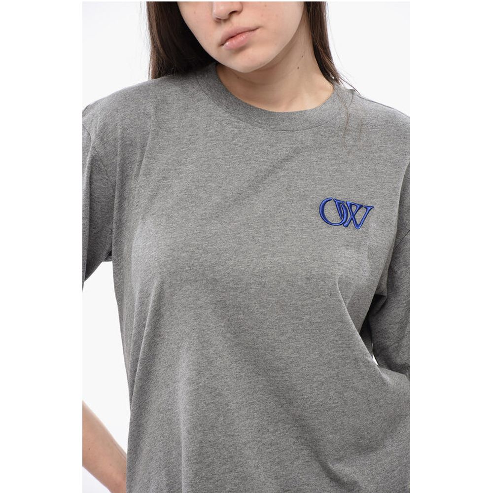 Off-White Solid Color Cotton Crew-neck T-shirt