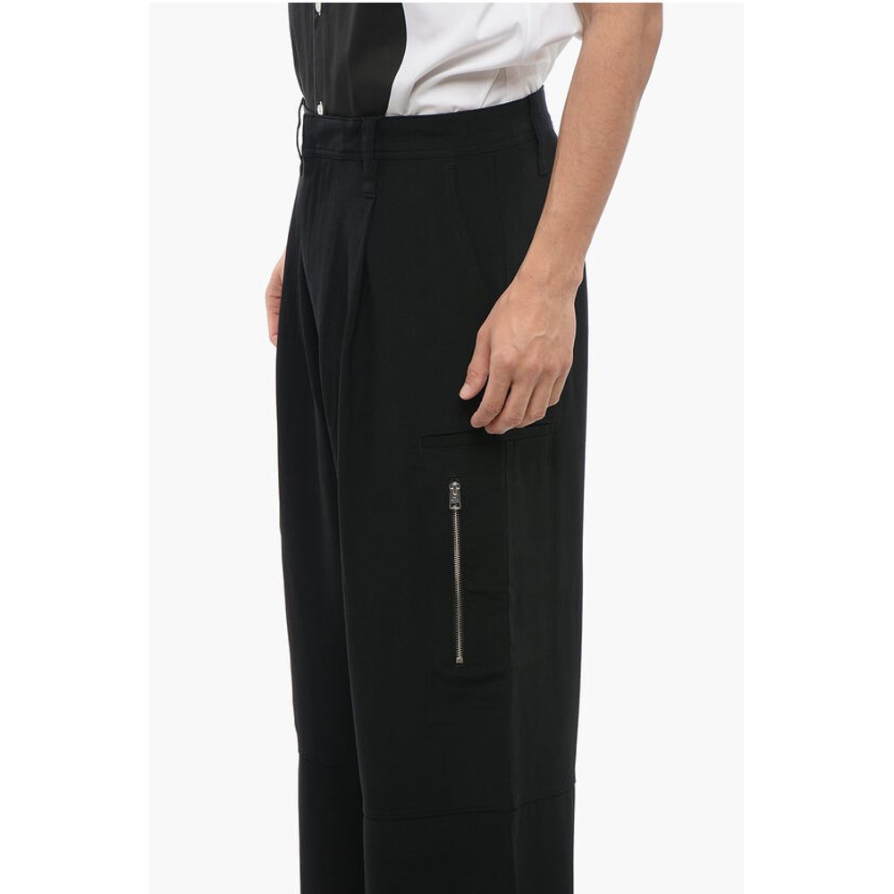 Ami Alexandre Mattiussi Viscose Blend Cargo Pants with Adjustable Ankle
