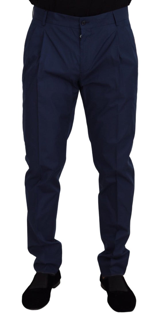 بنطلون شينو أنيق بقصّة Slim Fit من Dolce &amp; Gabbana باللون الأزرق من مزيج الحرير