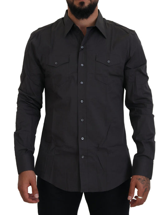 قميص دولتشي آند غابانا الأنيق باللون الرمادي من مجموعة Sicilia Slim Fit