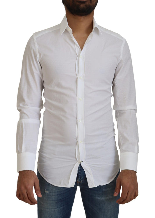 قميص دولتشي آند غابانا الأنيق المصنوع من القطن باللون الأبيض بقصّة Slim Fit