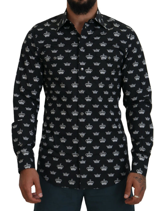 قميص رسمي أنيق بقصّة Slim Fit بطبعة تاج من Dolce &amp; Gabbana