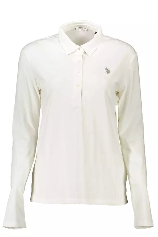 قميص بولو نسائي من القطن باللون الأبيض من US POLO ASSN