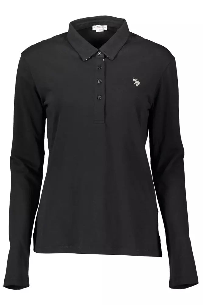 قميص بولو نسائي من القطن باللون الأسود من US POLO ASSN