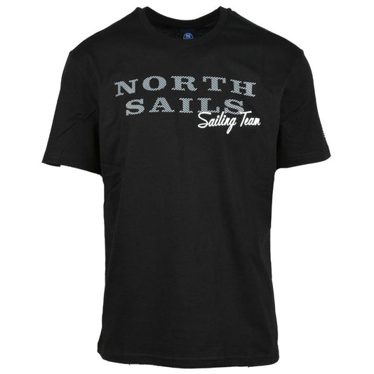 تي شيرت قطني بشعار North Sails المنقوش باللون الأسود الخالد