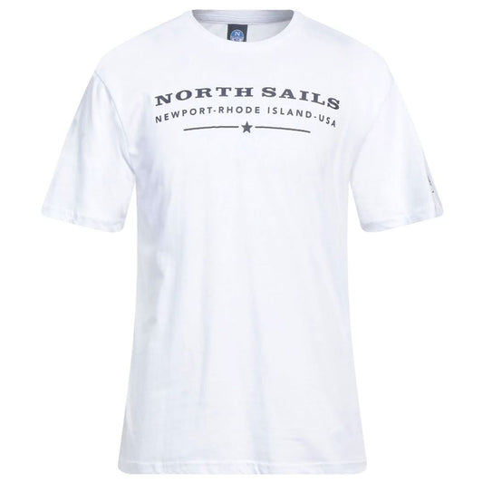 تي شيرت North Sails الأنيق المصنوع من القطن باللون الأبيض مع طباعة على الصدر