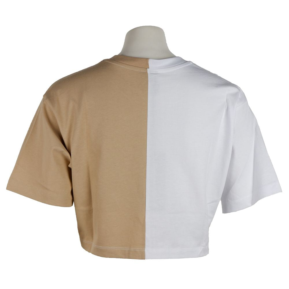 تي شيرت Comme Des Fuckdown Beige Couture بشعار مطبوع بلونين