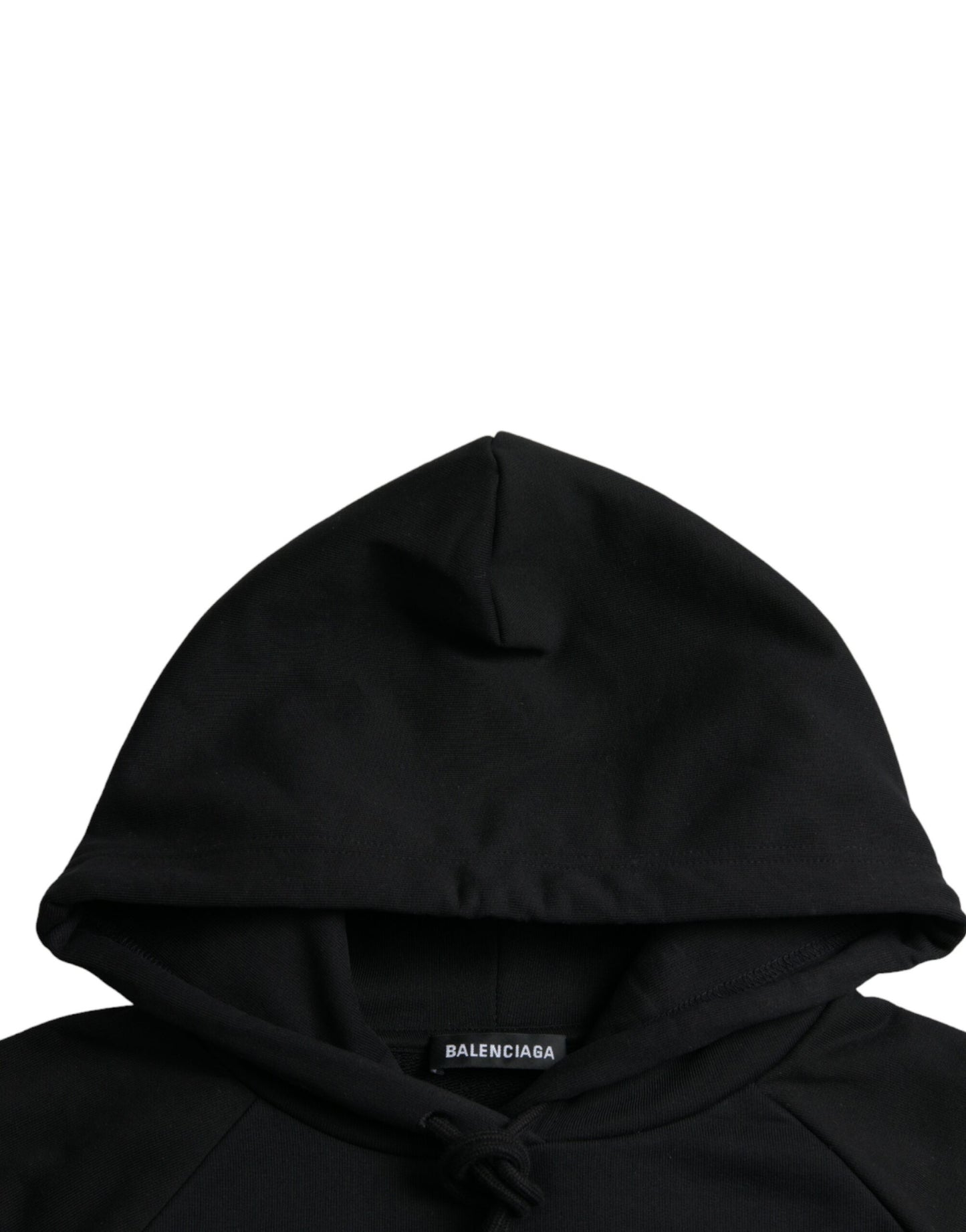 سويت شيرت بغطاء رأس وشعار من Balenciaga مصنوع من القطن باللون الأسود