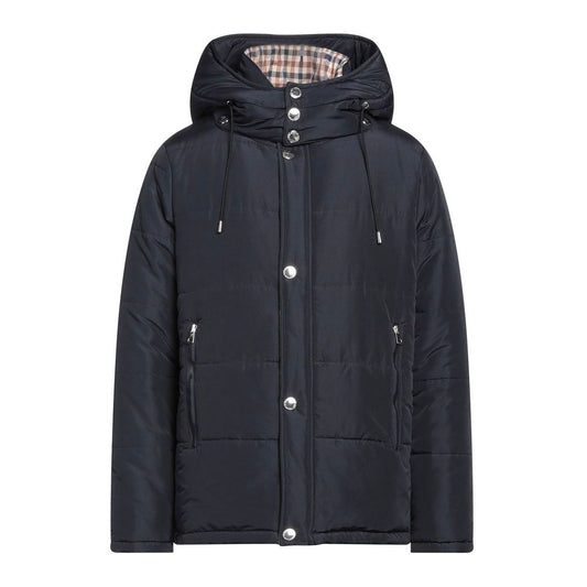 سترة Aquascutum زرقاء أنيقة مع غطاء قابل للإزالة