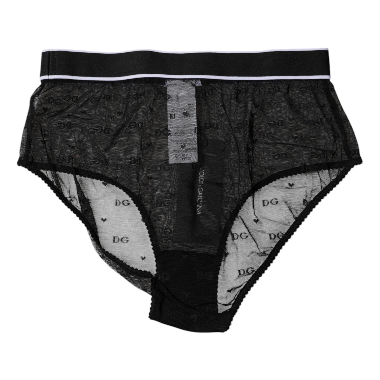 Dolce & Gabbana Black Tulle Nylon Mid Waist Panty Underwear