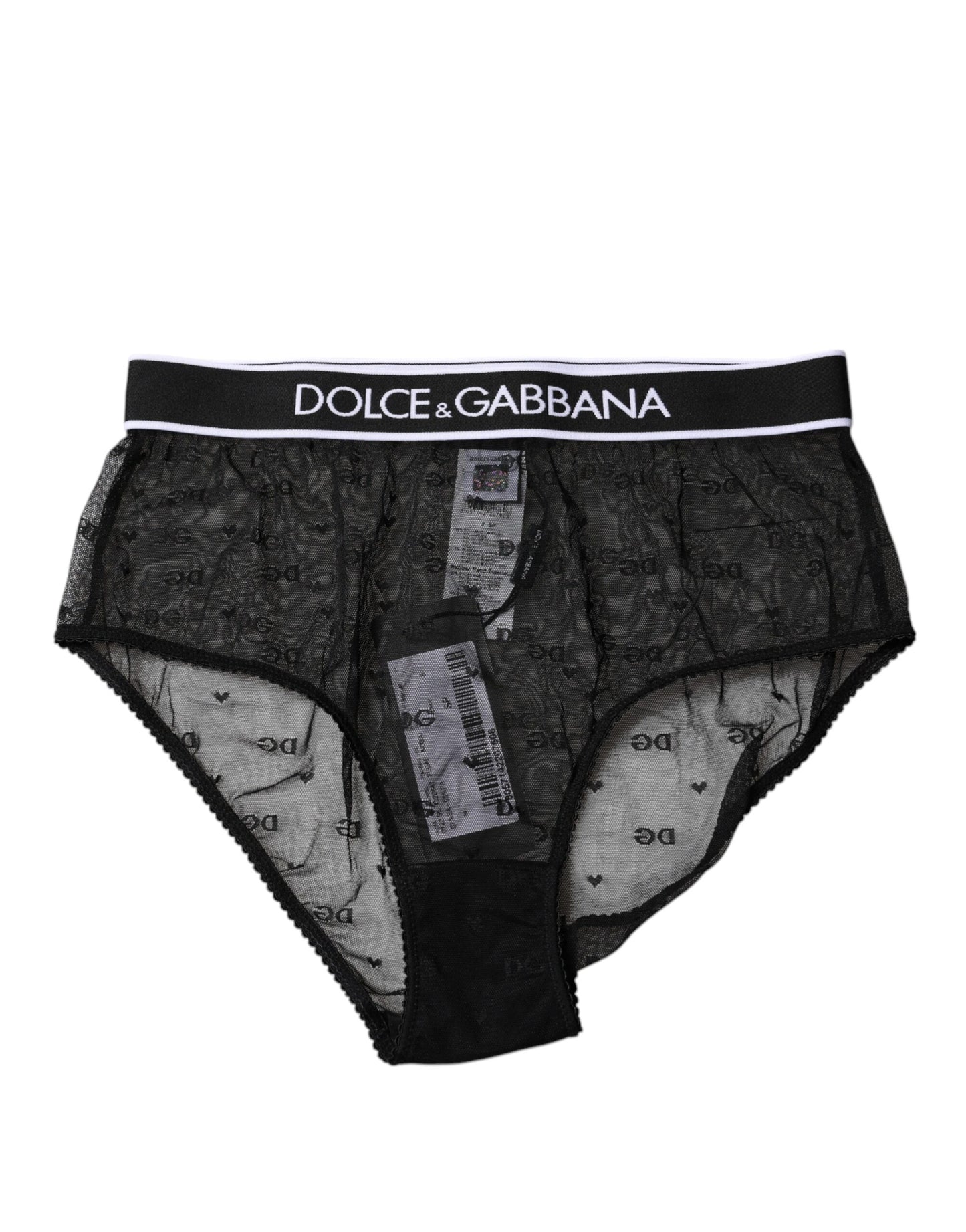 Dolce & Gabbana Black Tulle Nylon Mid Waist Panty Underwear