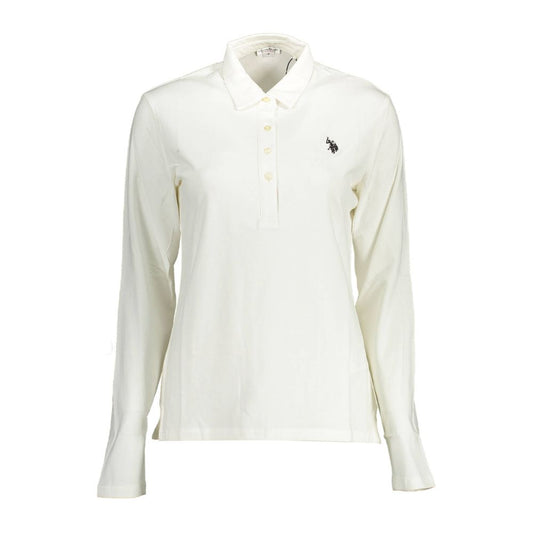 قميص بولو نسائي من القطن باللون الأبيض من US POLO ASSN