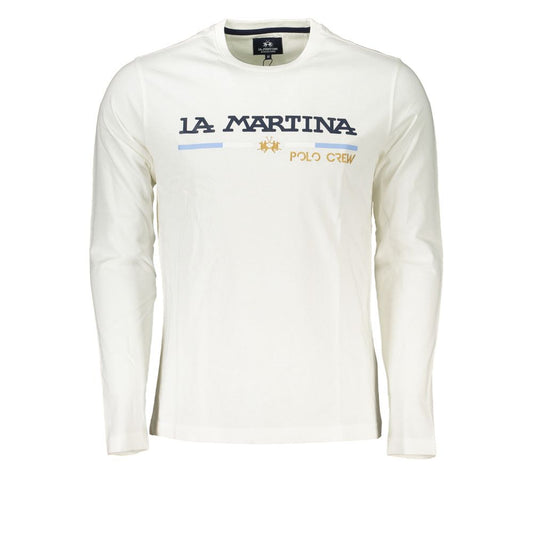 تي شيرت La Martina Chic Crew Neck مطرز باللون الأبيض