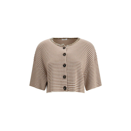 Brunello Cucinelli Cropped striped Cardigan