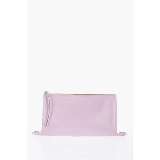 Jil Sander Craquelé Leather Clutch with Zip Closure