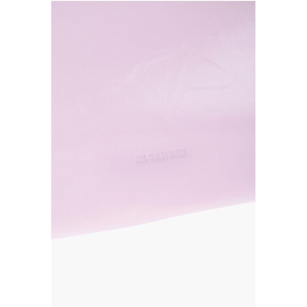 Jil Sander Craquelé Leather Clutch with Zip Closure