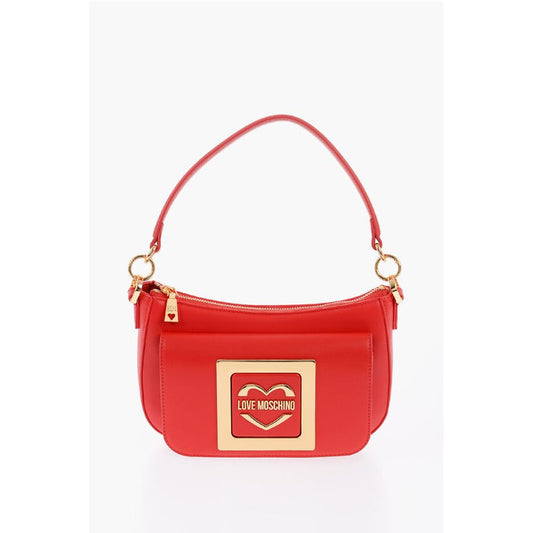 Moschino LOVE Faux Leather Bag with Removable Shoulder Strap and Meta