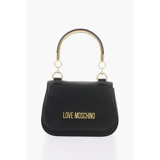 Moschino LOVE Faux Leather Handbag with Metal Golden Logo