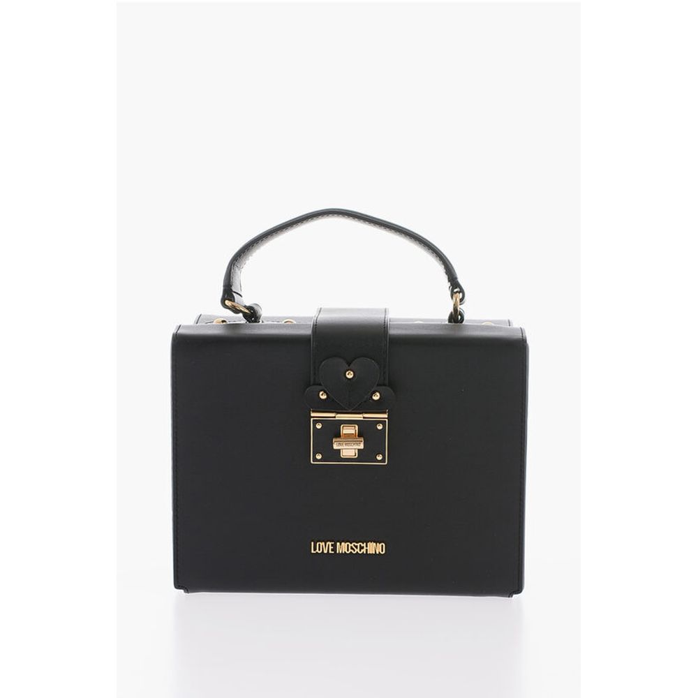 Moschino LOVE Leather Briefcase Bag with Turn Lock Closure