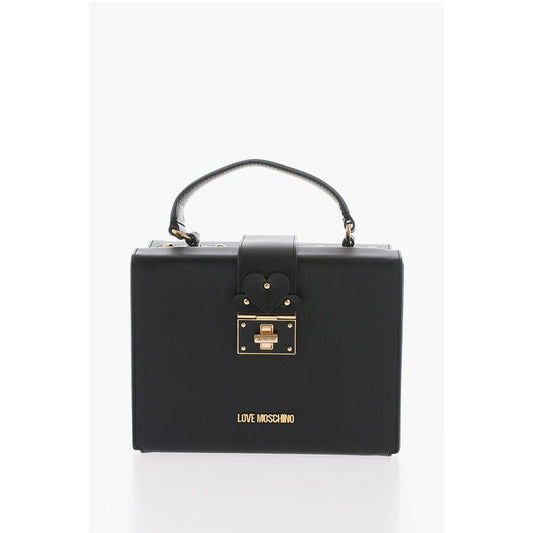 Moschino LOVE Leather Briefcase Bag with Turn Lock Closure