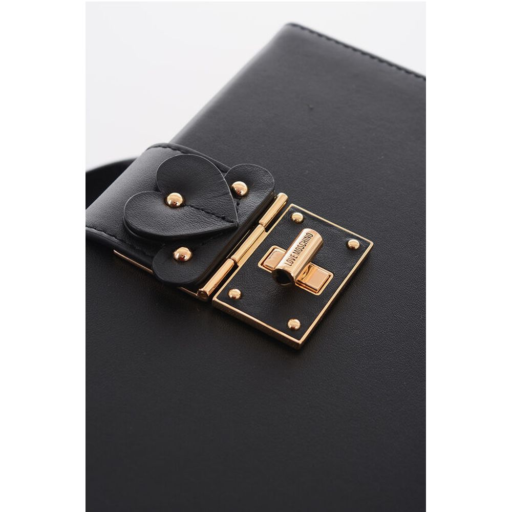 Moschino LOVE Leather Briefcase Bag with Turn Lock Closure