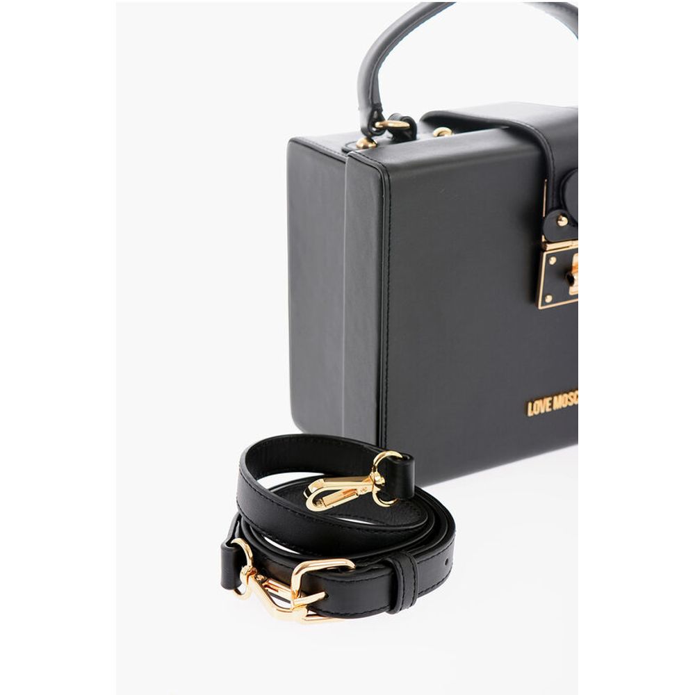Moschino LOVE Leather Briefcase Bag with Turn Lock Closure