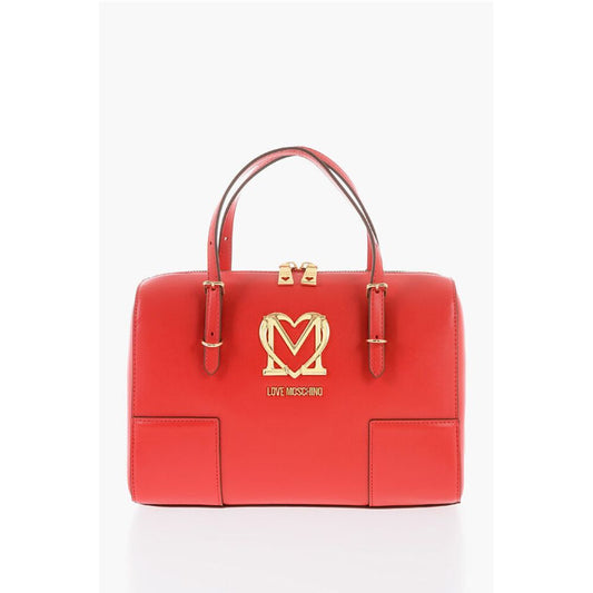 Moschino LOVE Faux Leather Handbag with Metal Golden Logo