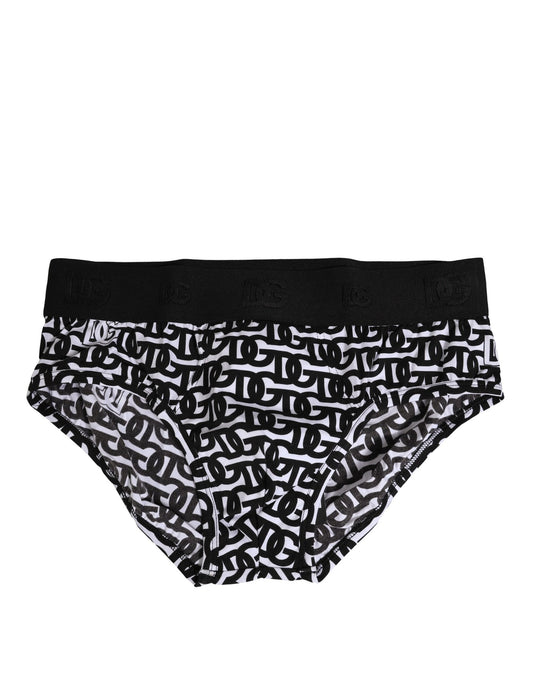 Dolce & Gabbana Black White Cotton Logo Print Brief Underwear