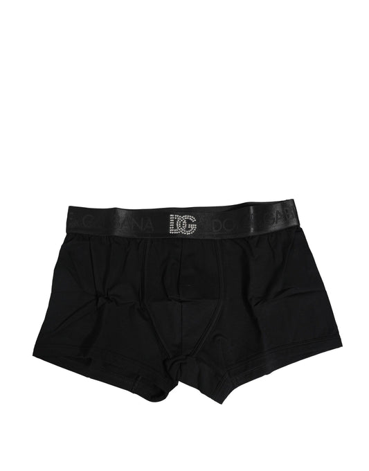 Dolce & Gabbana Black Cotton DG Embellish Logo Boxer Underwear