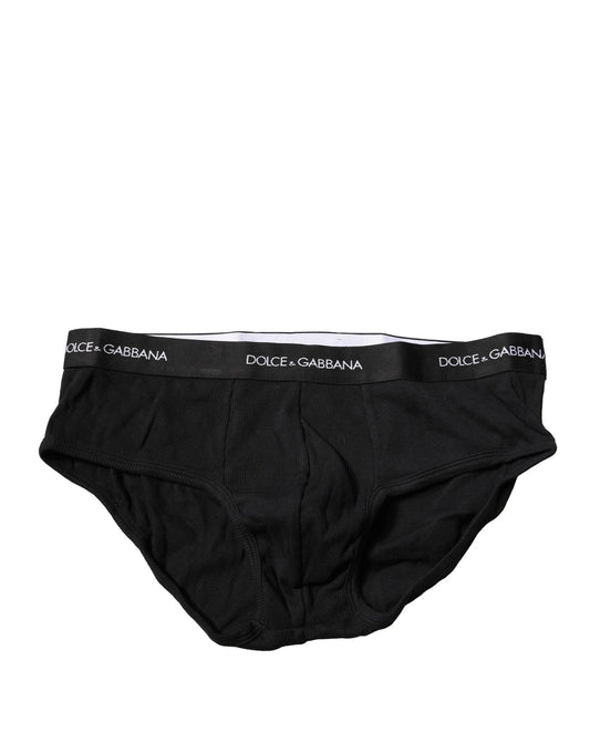 Dolce & Gabbana Black Cotton Stretch Regular Brief Underwear