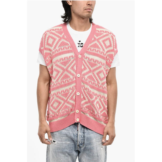 Dsquared² V-neck Two-Tone Sleeveless Cardigan