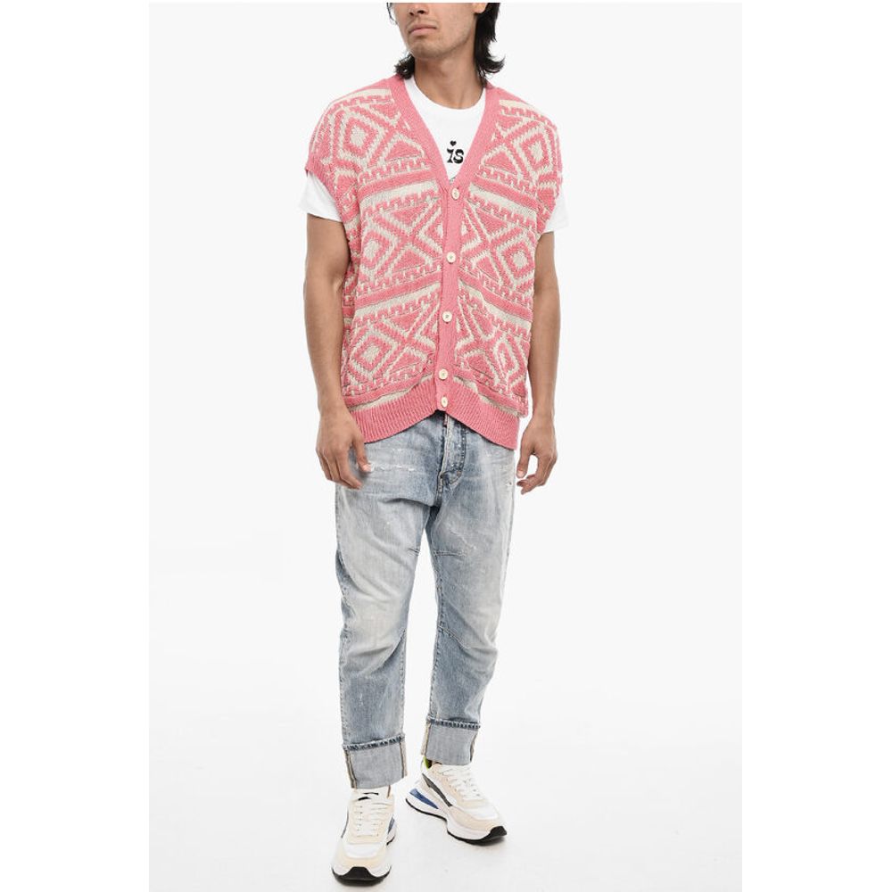 Dsquared² V-neck Two-Tone Sleeveless Cardigan