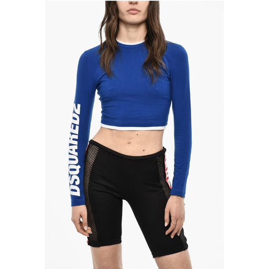 Dsquared² UNDREWEAR Long Sleeved Cropped Pajama Top With Logo Print