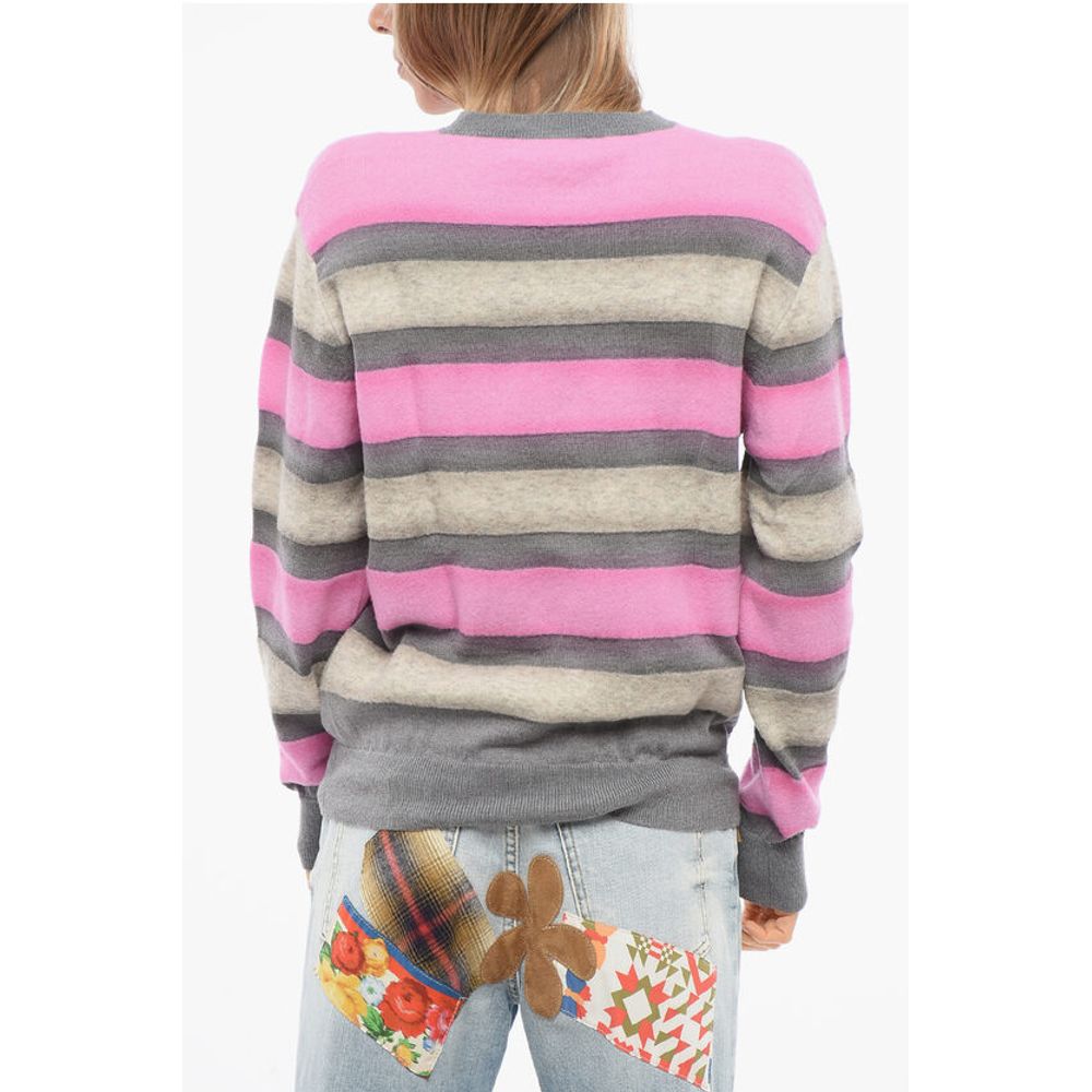 Dsquared² Balanced Stripe Wool Blend Sweater with V Neck
