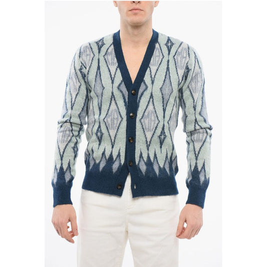 Amiri Diamond Patterned Mohair Blend Cardigan