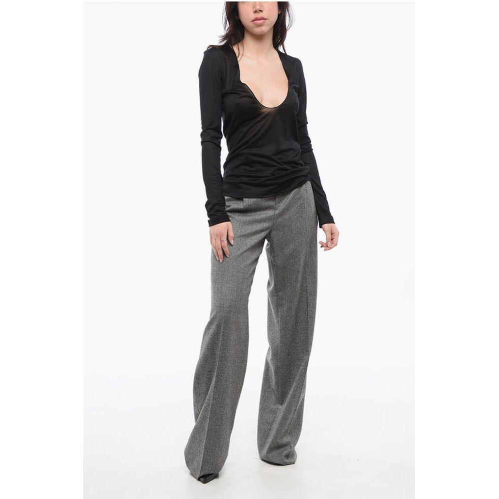 Saint Laurent Silk Sheer Sweater with V-neckline