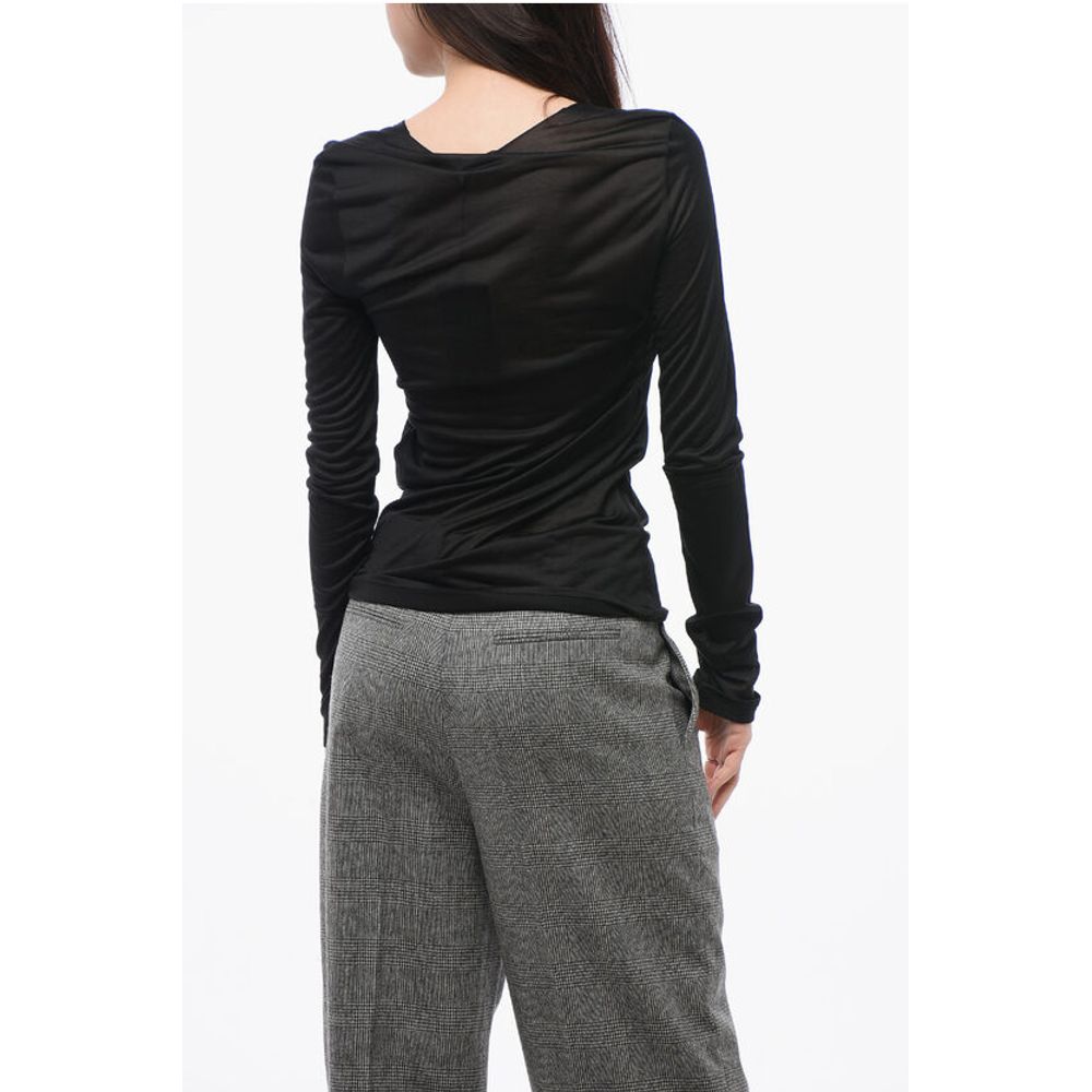 Saint Laurent Silk Sheer Sweater with V-neckline