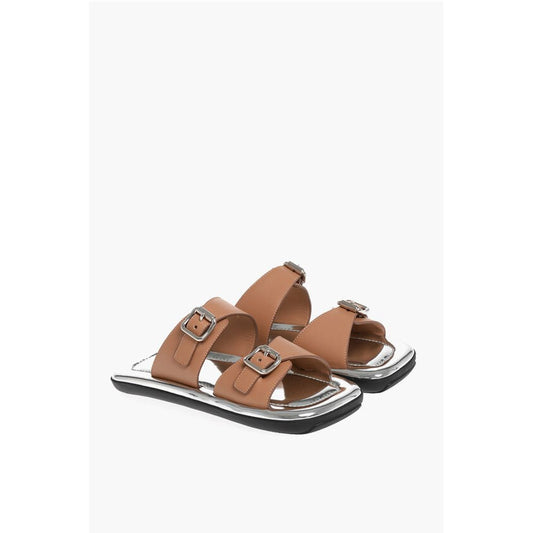Prada Leather Sliders with Double Buckle