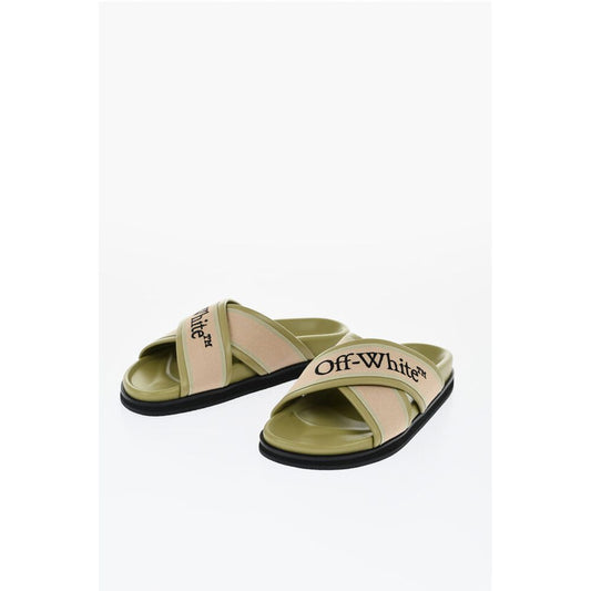 Off-White Leather Criss Cross CLOUD Logoed Slides